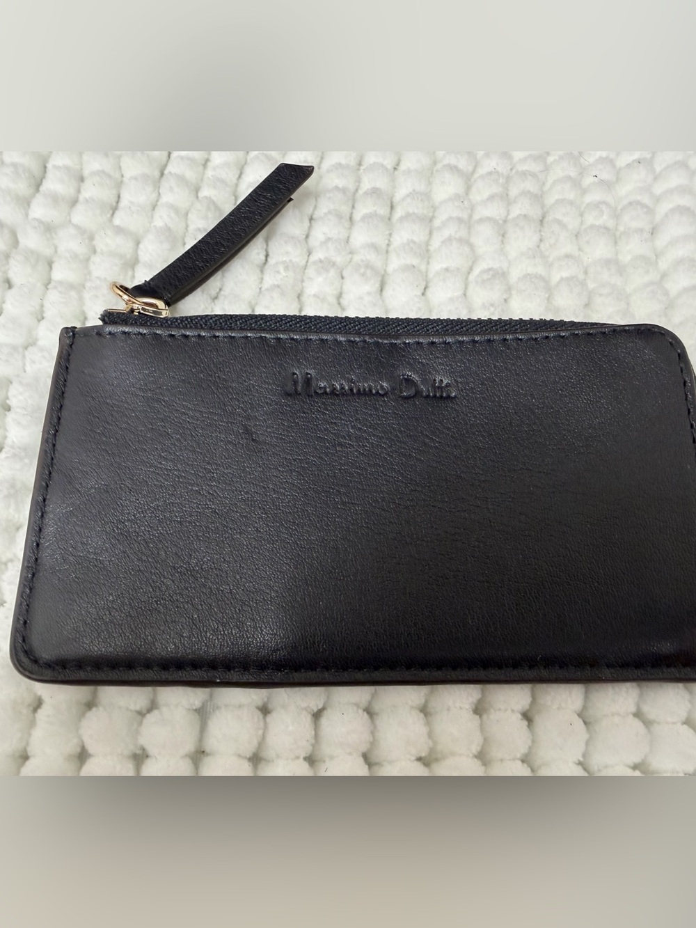 Massimo Dutti Black Leather Zip Card Wallet